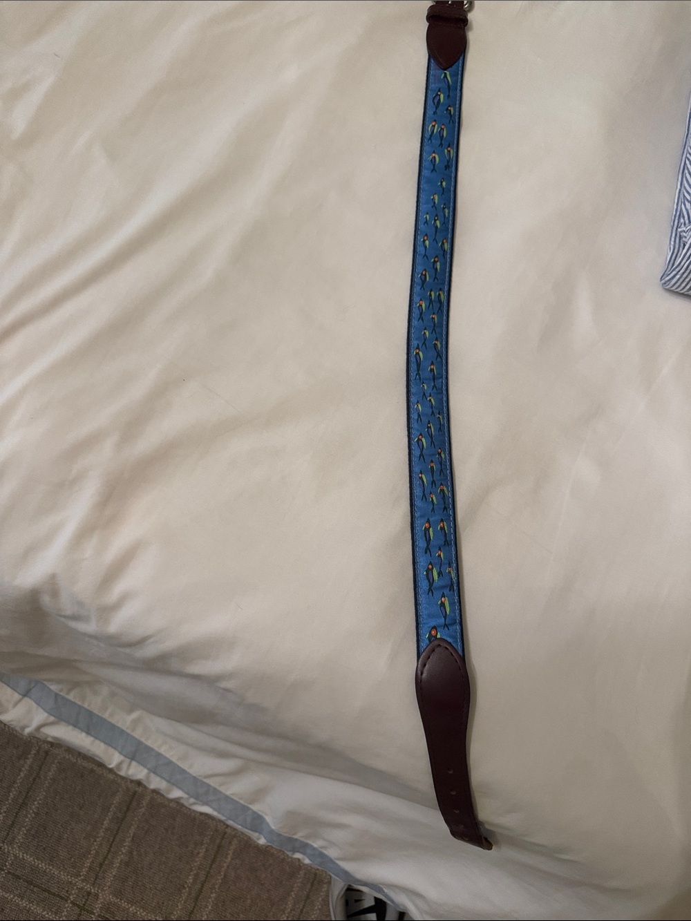 Boy’s size 26 Blue Fish Pattern Leather Boys Belt by the Belted Cow